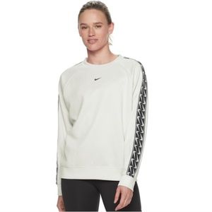 NIKE Women's Crew Logo Tape Sleeve Pullover Sweatshirt Size Large